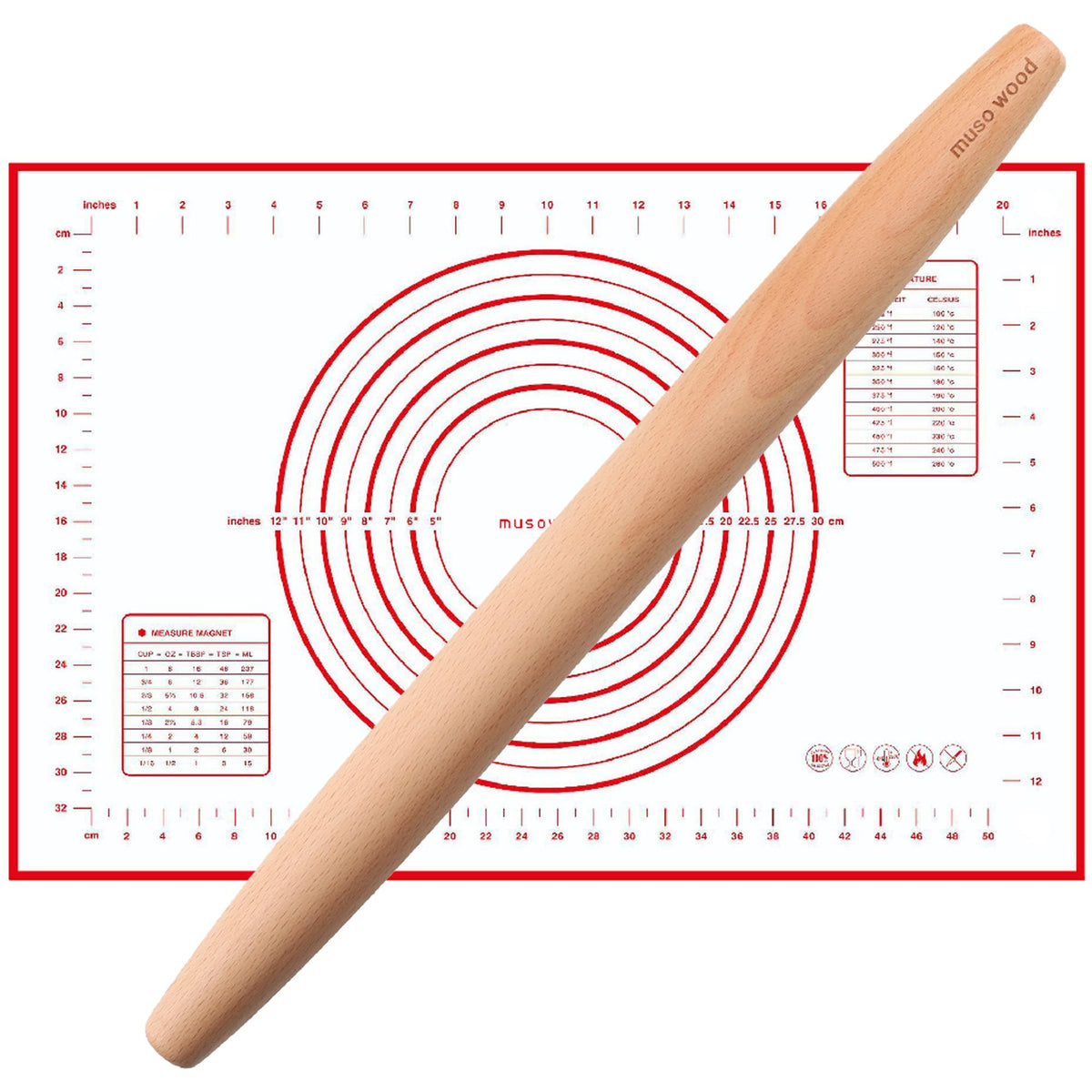 muso wood Wooden Rolling Pin for Baking, Walnut Wood Tapered Rolling Pin