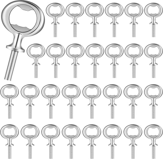 Cunhill 30 Pcs Metal Bottle Opener Insert Blank Bulk Kits DIY Parts, Silver