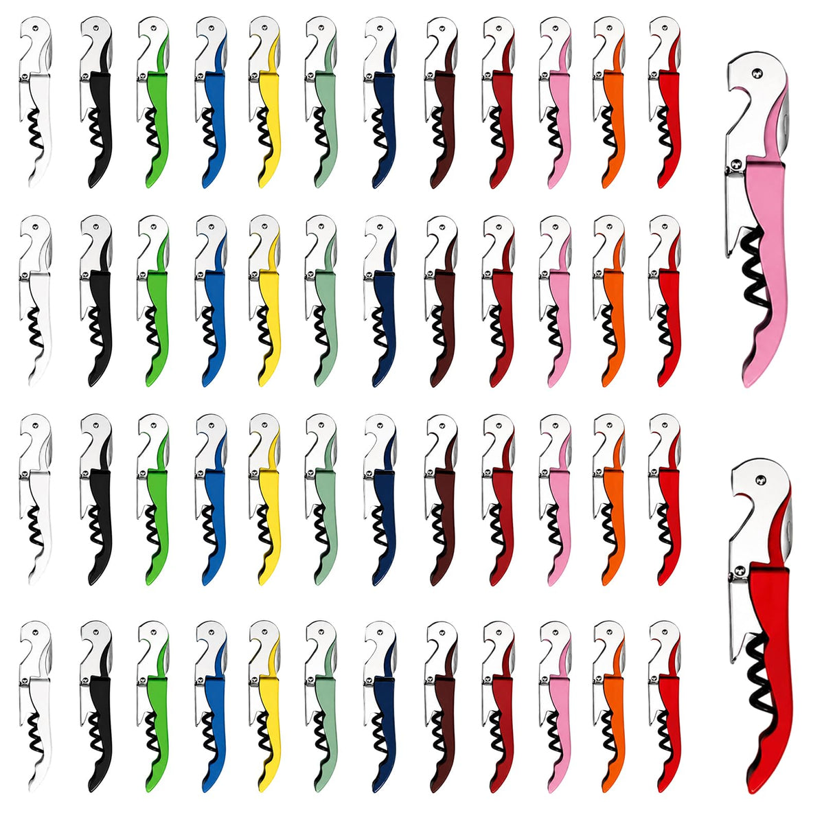 50 Pack Black Wine Key Corkscrew, Stainless Steel Waiter's Opener