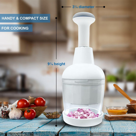 Раｍᴘеᴦеԁ СҺеf Manual Food Chopper – Hand Vegetable Chopper, Onion Chopper, Garlic Chopper, Nuts Chopper, Food Dicer Mincer – Handheld Kitchen Tool for Salad Fruits Nuts, Dishwasher Safe, White
