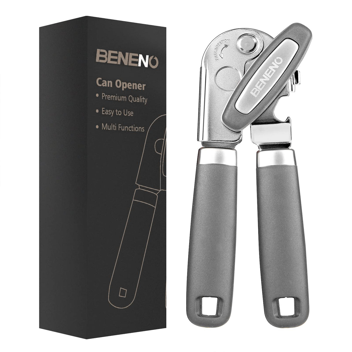 Beneno Heavy Duty Hand Can Opener Manual with Magnet Lid Remover, Green