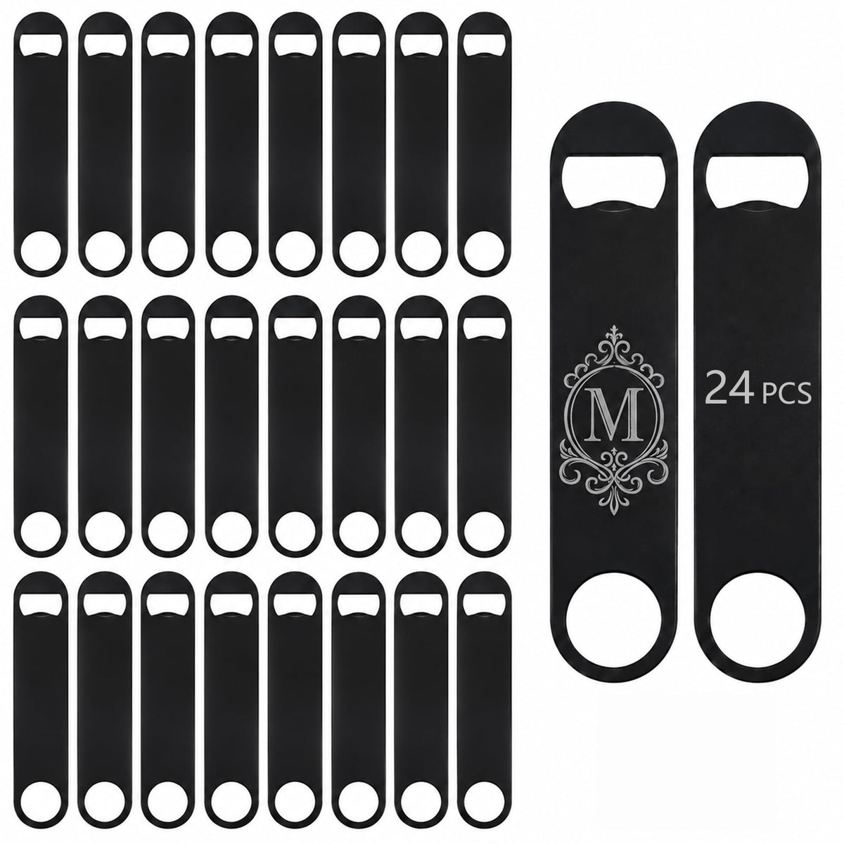 24 Pack Stainless Steel Flat Beer Bottle Opener,7 Inch Portable Bottle Opener, Customizable logo engraving available,Perfect for Kitchen Bar Restaurant Use