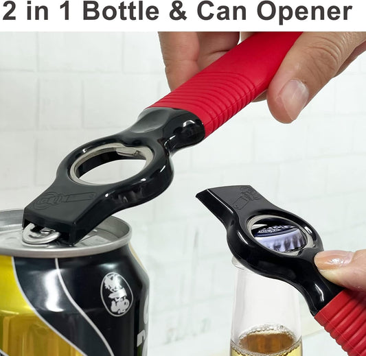 2-in-1 Soda Can Tab & Beer Bottle Opener, Red, 2-Pack