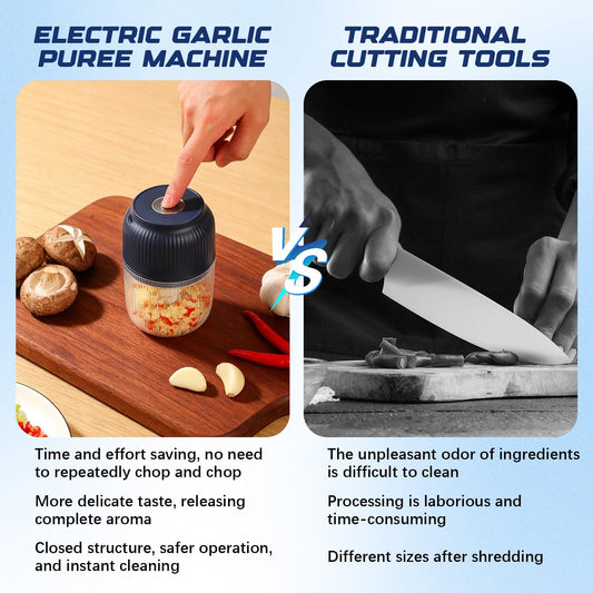 Electric Garlic Maker, Vegetable Chopper, Household Electric Garlic Maker, Portable Cordless Vegetable Chopper, Suitable For Onions, Ginger, Peppers, Fruits, And Meats (400ml Blue)