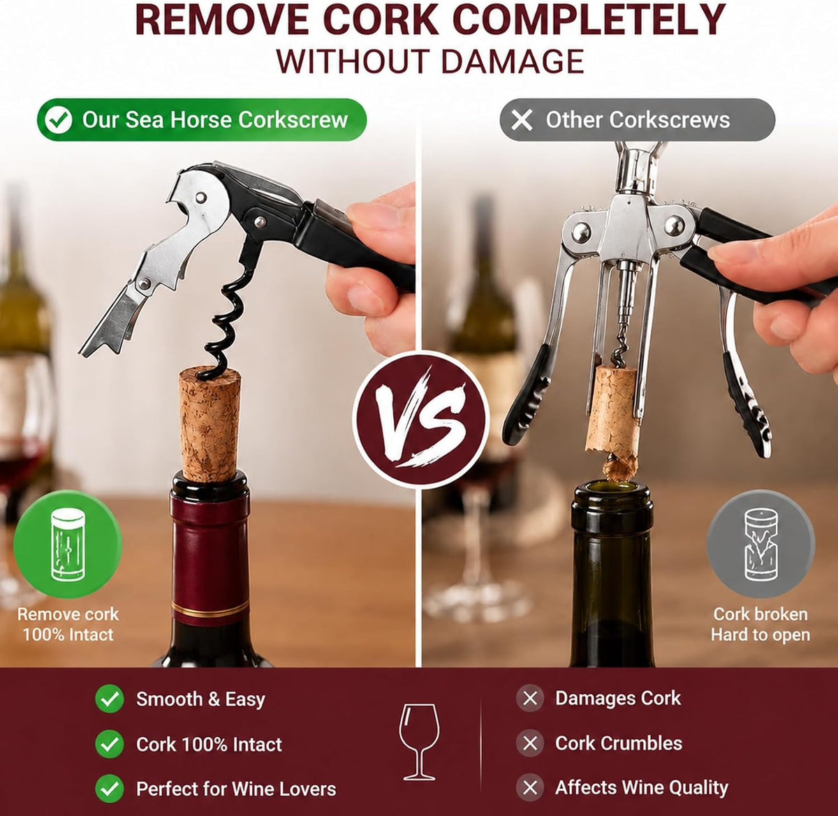 50 Pack Black Wine Key Corkscrew, Stainless Steel Waiter's Opener