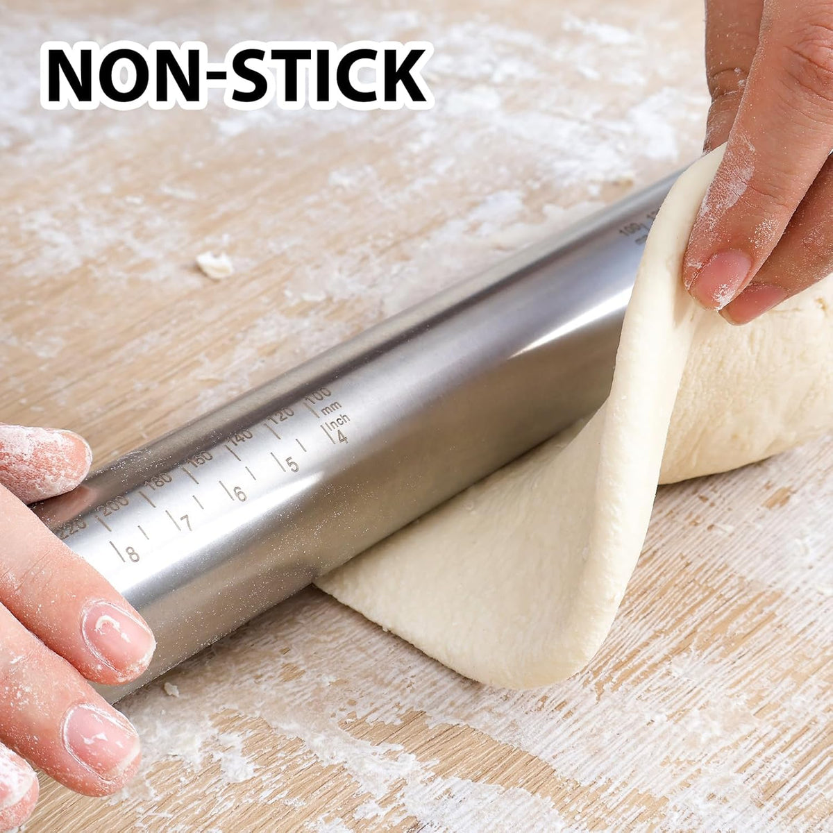 Adjustable Rolling Pin with Thickness Rings for Baking -Roller for Cake Pop