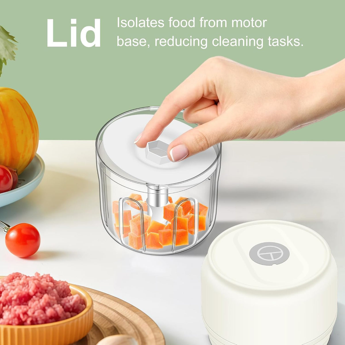 250ML Mini Electric Garlic Chopper, Garlic Mincer Grinder Masher (1 Cup)