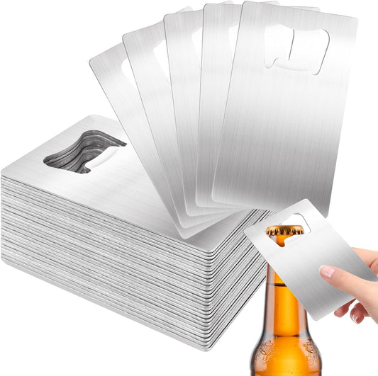 ABuff 60PCS Credit Card Bottle Opener Stainless Steel Beer Bottle Opener for Wallet Pocket, Pocker Cap Openers for Wedding Party Groomsmen Bridesmaid Gifts