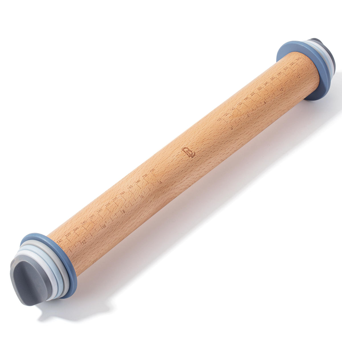 Adjustable Rolling Pin with Thickness Rings, 13.8", 4 Rings