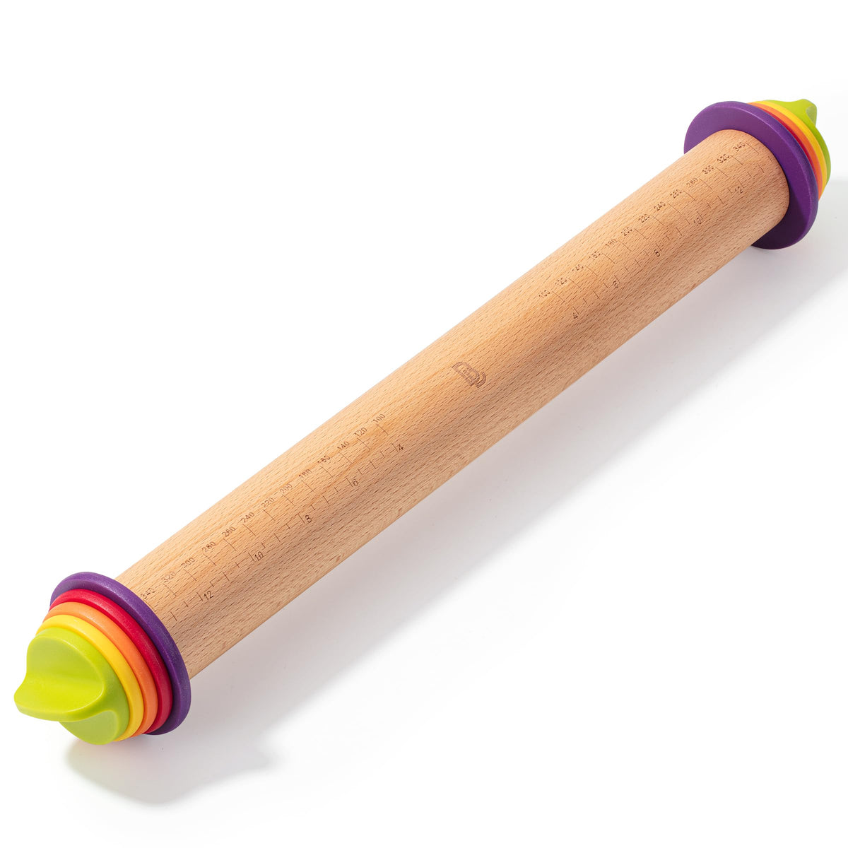 Adjustable Rolling Pin with Thickness Rings, 13.8", 4 Rings