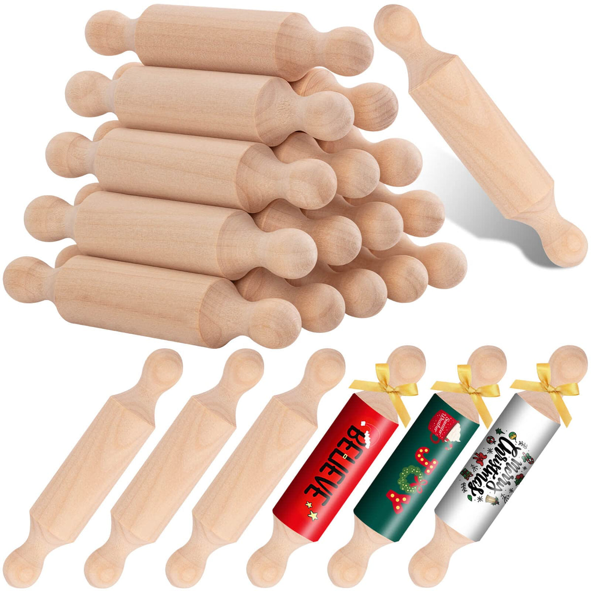 20PCS Mini Wooden Rolling Pins for Crafts