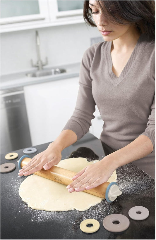 Joseph Joseph 20036 Adjustable Rolling Pin with Removable Rings, 13.6", Blue