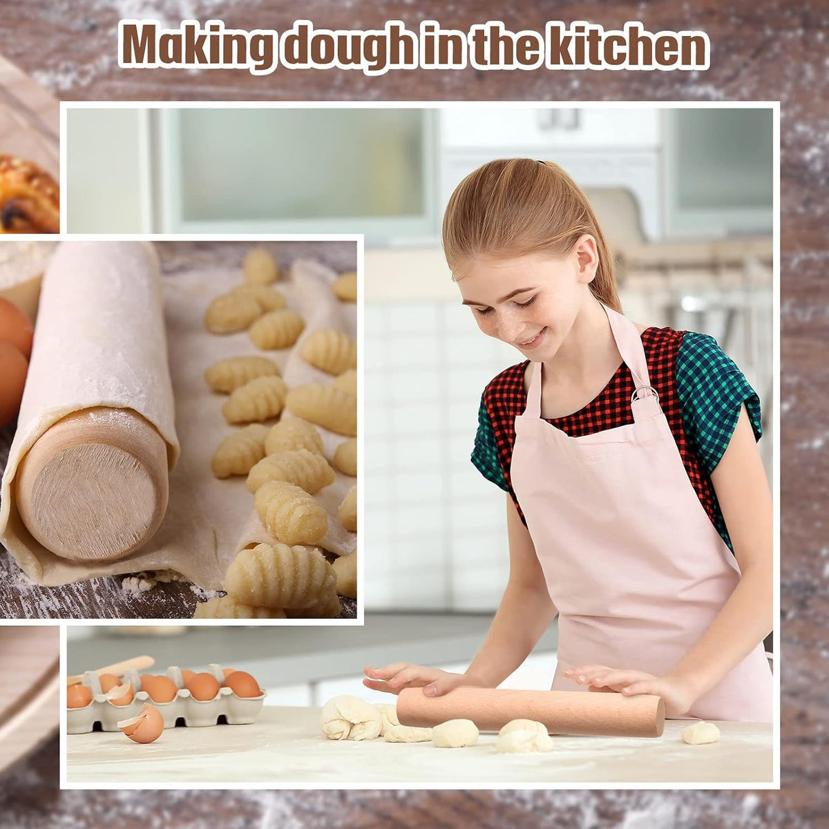Patelai 50 Pieces Small Rolling Pin Wood Mini Dumpling Dough Roller, 6.3 in