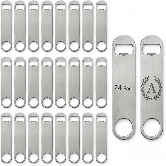 24 Pack Stainless Steel Flat Beer Bottle Opener,7 Inch Portable Bottle Opener, Customizable logo engraving available,Perfect for Kitchen Bar Restaurant Use