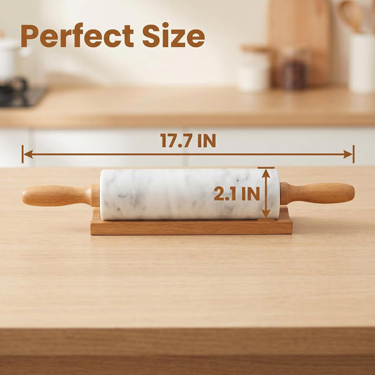 White Heavy Marble Dough Rolling Pin for Baking, 10 inch Barrel