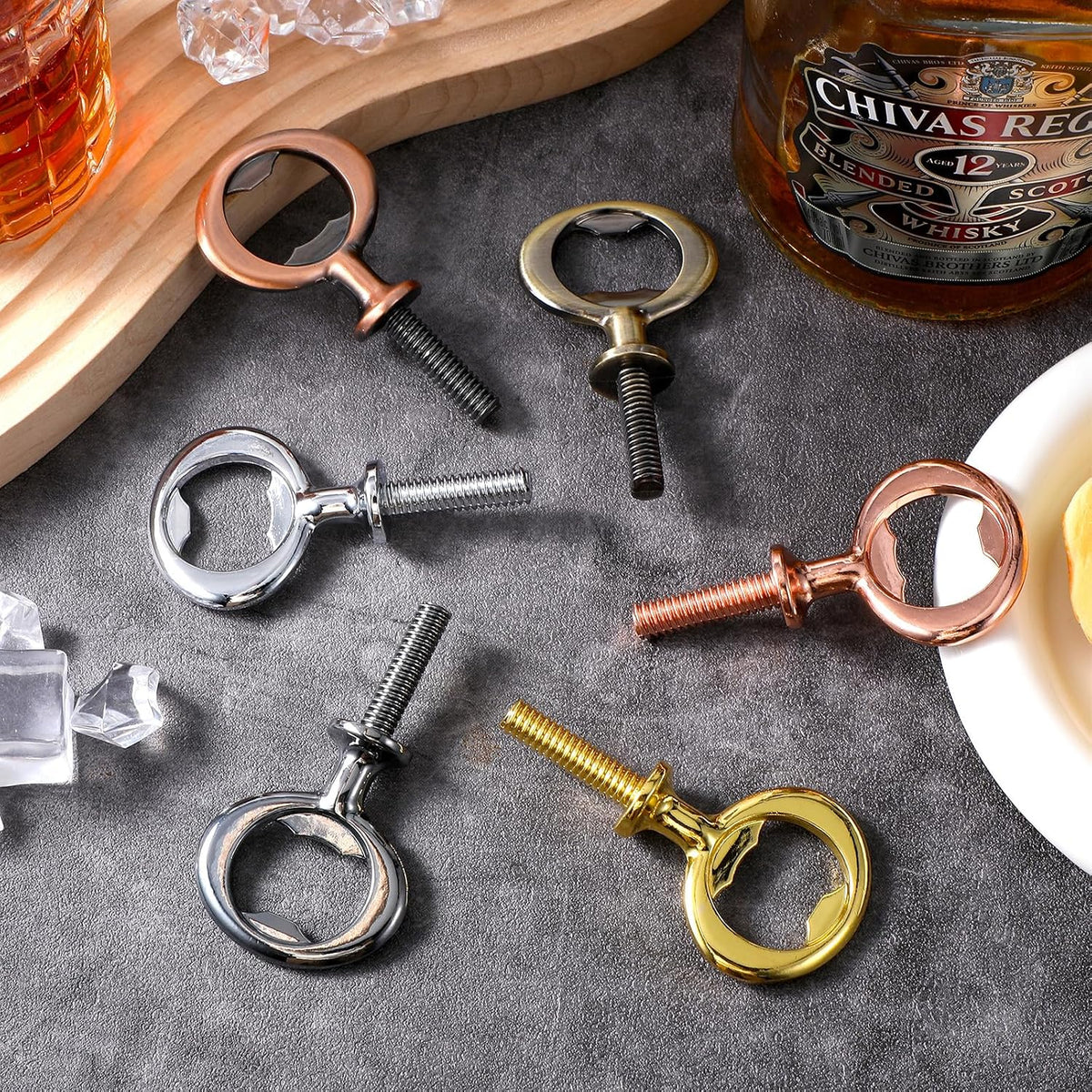 12 Pcs Metal Bottle Opener Blank Stainless Steel Flat Bottle Opener Inserts Kit Threaded Beer Opener Hardware for Wedding Wine Party Wood Turning DIY Handmade Project Craft